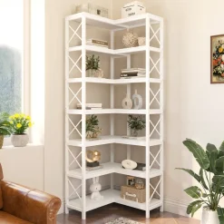 Best Sale Tribesigns 7 - Tier Corner Bookshelf Corner Bookcase Storage Display Rack