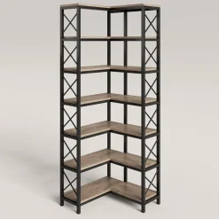Best Sale Tribesigns 7 - Tier Corner Bookshelf Corner Bookcase Storage Display Rack