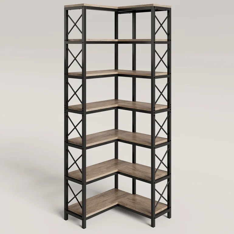 Best Sale Tribesigns 7 - Tier Corner Bookshelf Corner Bookcase Storage Display Rack