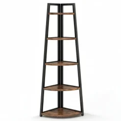 Store Tribesigns 5 - Tier Corner Shelf, 70" Tall Corner Ladder Shelf Small Bookshelf