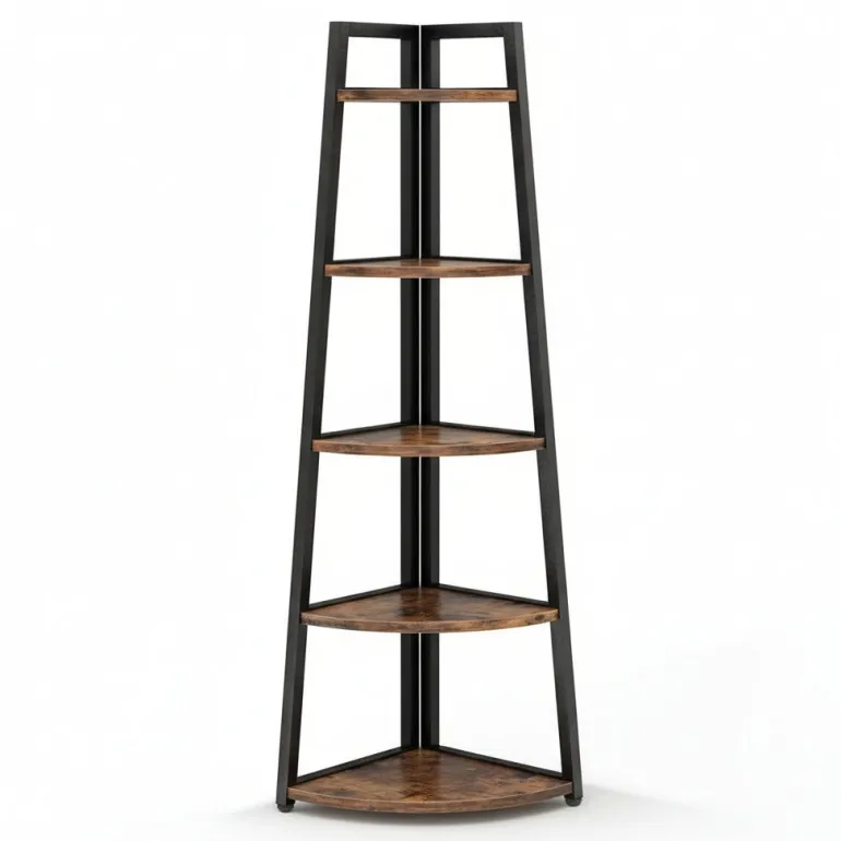 Store Tribesigns 5 - Tier Corner Shelf, 70" Tall Corner Ladder Shelf Small Bookshelf