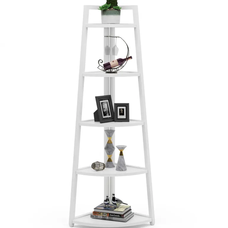 Store Tribesigns 5 - Tier Corner Shelf, 70" Tall Corner Ladder Shelf Small Bookshelf
