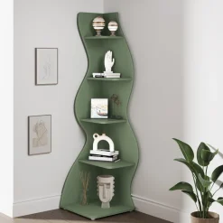 Best Sale Tribesigns 5 - Tier Corner Shelf, Modern Wall Corner Bookshelf Bookcase
