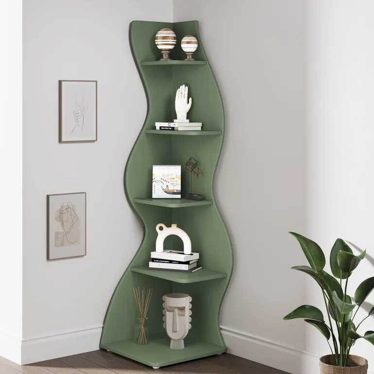 Best Sale Tribesigns 5 - Tier Corner Shelf, Modern Wall Corner Bookshelf Bookcase