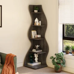 Best Sale Tribesigns 5 - Tier Corner Shelf, Modern Wall Corner Bookshelf Bookcase