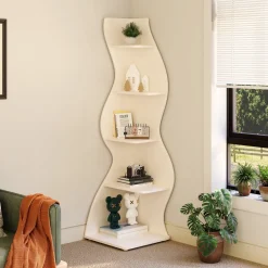Best Sale Tribesigns 5 - Tier Corner Shelf, Modern Wall Corner Bookshelf Bookcase