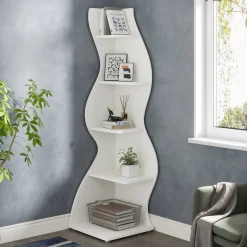 Best Sale Tribesigns 5 - Tier Corner Shelf, Modern Wall Corner Bookshelf Bookcase