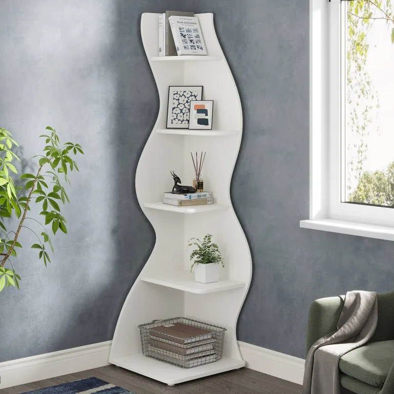 Best Sale Tribesigns 5 - Tier Corner Shelf, Modern Wall Corner Bookshelf Bookcase