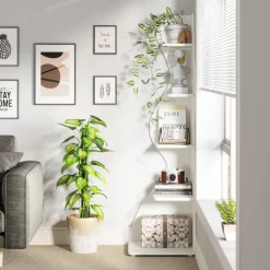Best Sale Tribesigns 5 - Tier Corner Shelf, Modern Wall Corner Bookshelf Bookcase