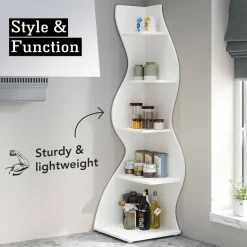 Best Sale Tribesigns 5 - Tier Corner Shelf, Modern Wall Corner Bookshelf Bookcase