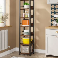 Hot Tribesigns 6 - Tier Corner Shelf, Narrow Etagere Bookshelf Storage Rack