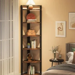 Sale Tribesigns 6 - Tier Corner Shelf, Small Corner Bookshelf Storage Rack