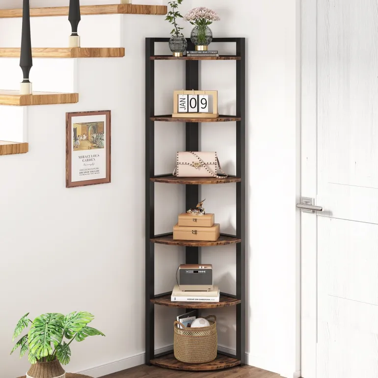 Sale Tribesigns 6 - Tier Corner Shelf, Small Corner Bookshelf Storage Rack