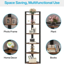 Sale Tribesigns 6 - Tier Corner Shelf, Small Corner Bookshelf Storage Rack