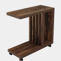 Shop Tribesigns 2 - Tier End Table, C - Shaped Wood Side Table with Lockable Wheels