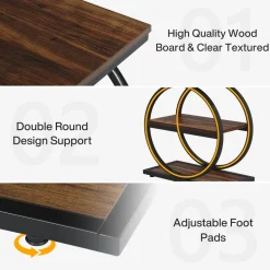 Best Tribesigns 3 - Tier End Table, Industrial Sofa Side Table with Round Metal Frame