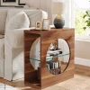 Store Tribesigns 3 - Tier End Table, Modern Side Table with Adjustable Glass Storage Shelf