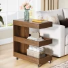 Clearance Tribesigns 3 - Tier End Table, Rolling Side Table Sofa Snack Table With Storage