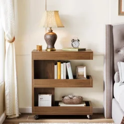 Clearance Tribesigns 3 - Tier End Table, Rolling Side Table Sofa Snack Table With Storage