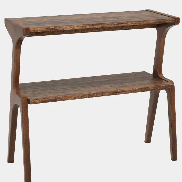 Store Tribesigns 2 - Tier End Table, Slim Sofa Side Table with Storage Shelf