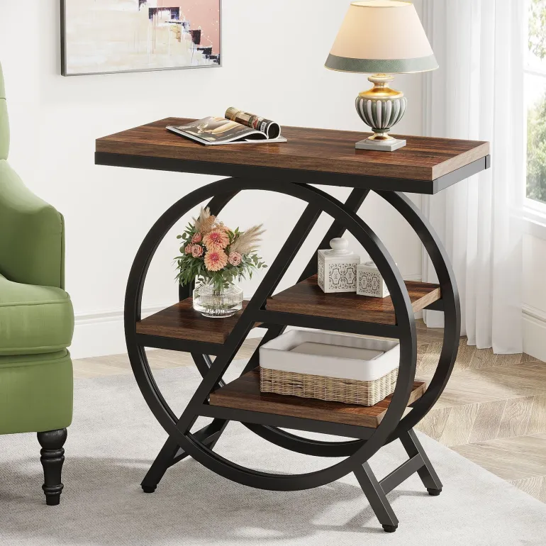 Clearance Tribesigns 4 - Tier End Table, Small Side Table Snack Table with Storage Shelves