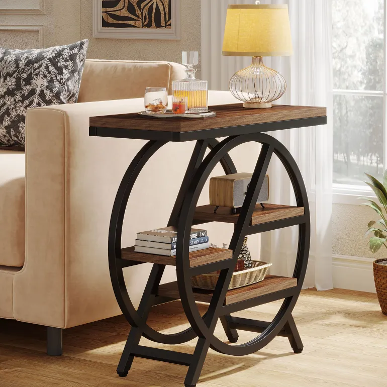 Clearance Tribesigns 4 - Tier End Table, Small Side Table Snack Table with Storage Shelves