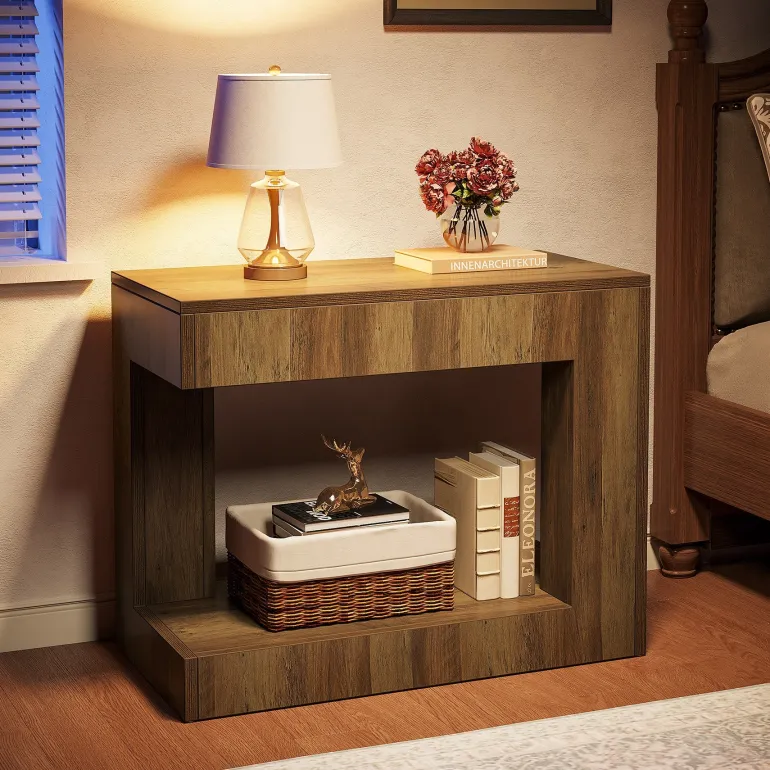 Shop Tribesigns 2 - Tier End Table, Small Sofa Side Table With Open Storage Shelf