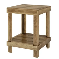 Best Tribesigns 2 - Tier End Table, Square Side Table Nightstand with 2 Storage Shelves