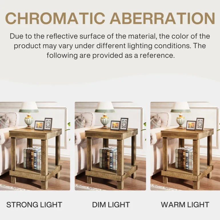 Best Tribesigns 2 - Tier End Table, Square Side Table Nightstand with 2 Storage Shelves