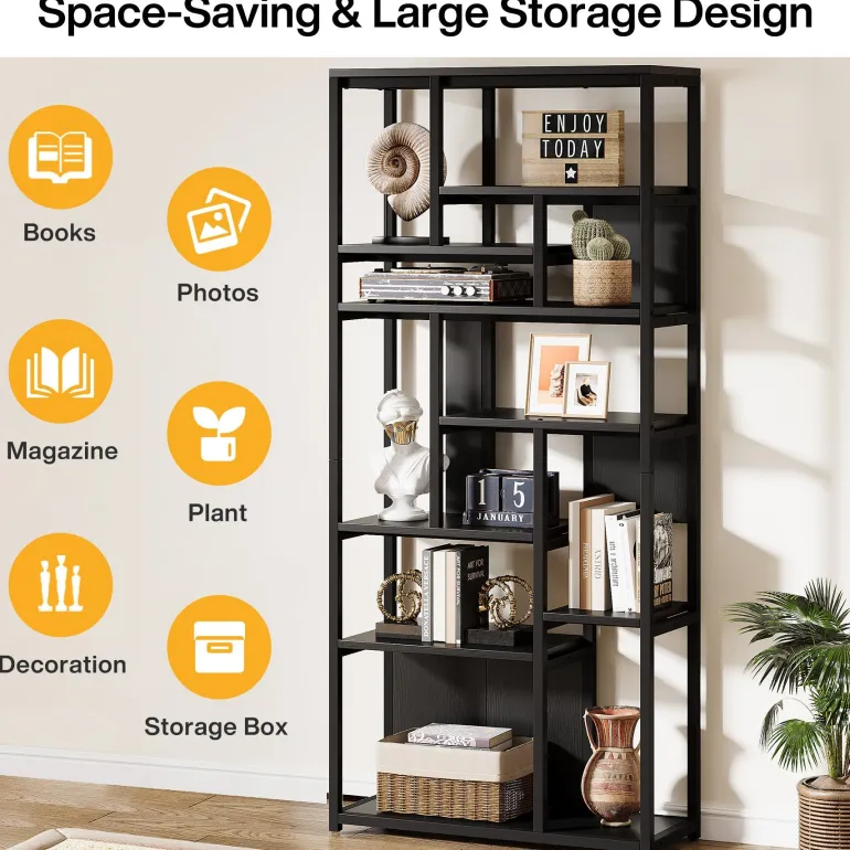 Best Sale Tribesigns 8 - Tier Etagere Bookshelf, 70.9" Freestanding Wood Bookcase