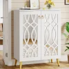 Clearance Tribesigns 5 - Tier Shoe Cabinet, 25 - Pair Mirrored Shoe Rack Storage Organizer