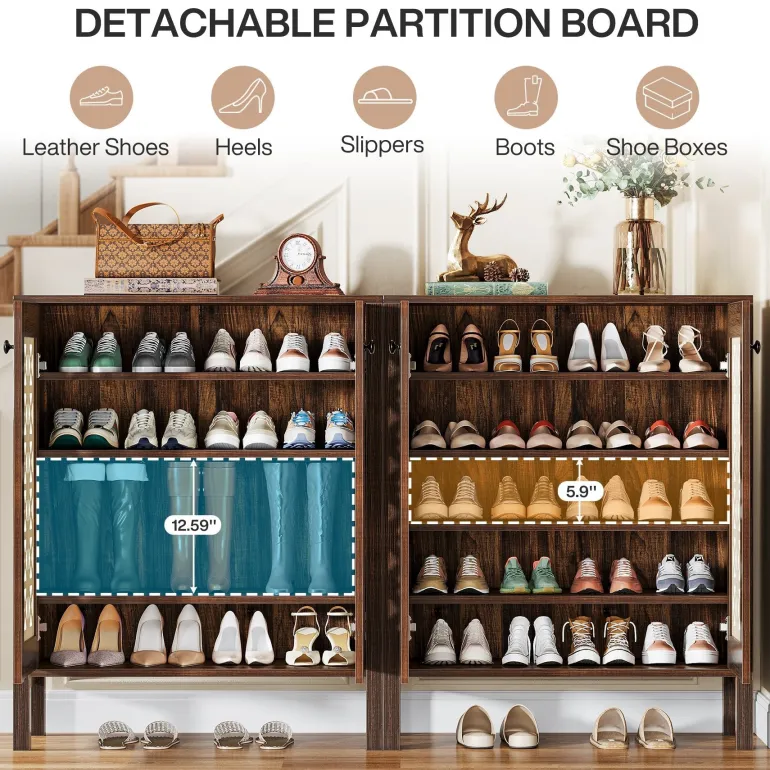 Cheap Tribesigns 5 - Tier Shoe Cabinet, 25 Pairs Freestanding Shoe Organizer with Adjustable Shelves