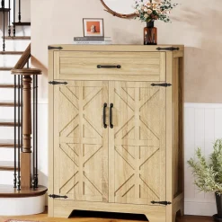 Clearance Tribesigns 5 - Tier Shoe Cabinet, Farmhouse Shoe Racks Entryway Storage Organizer
