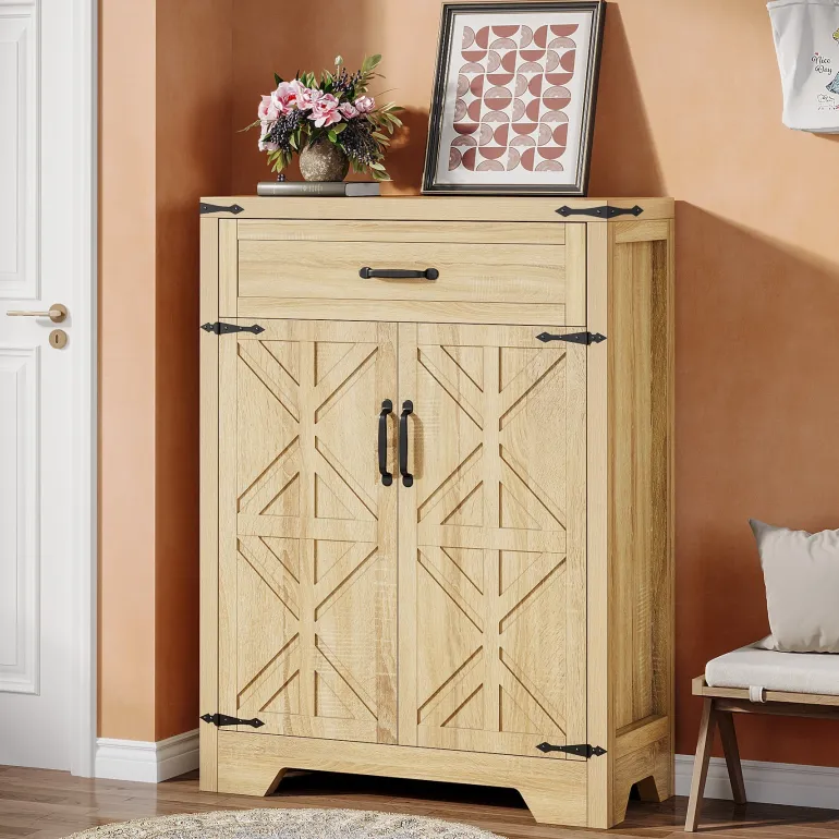 Clearance Tribesigns 5 - Tier Shoe Cabinet, Farmhouse Shoe Racks Entryway Storage Organizer