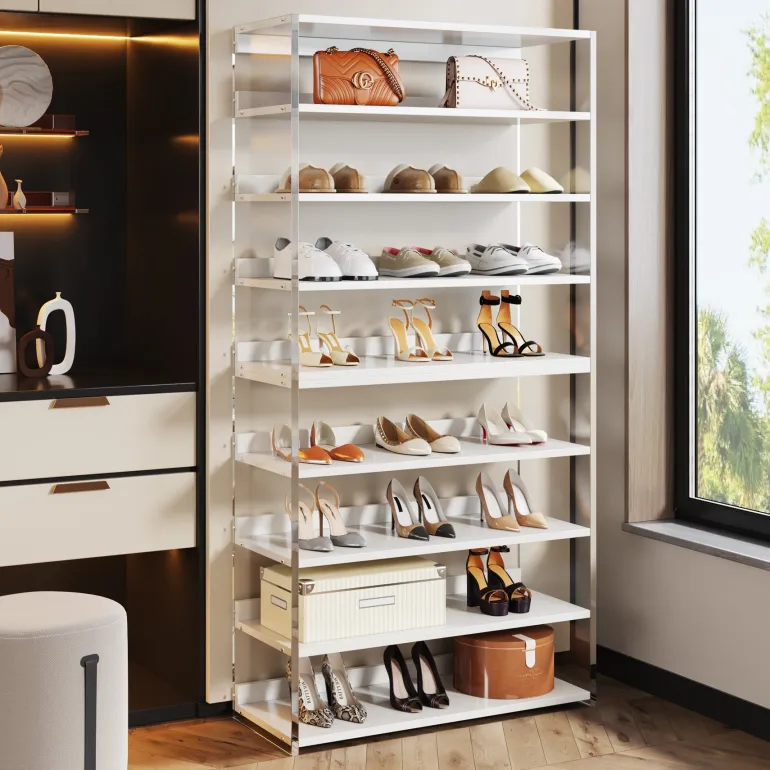 Discount Tribesigns 8 - Tier Shoe Rack, 32 Pair Modern Shoe Storage Cabinet