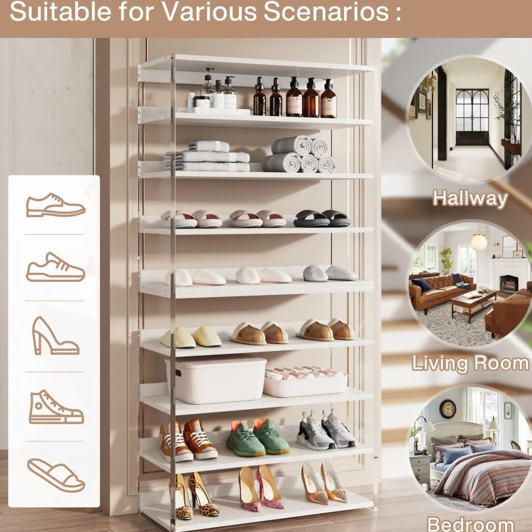 Discount Tribesigns 8 - Tier Shoe Rack, 32 Pair Modern Shoe Storage Cabinet