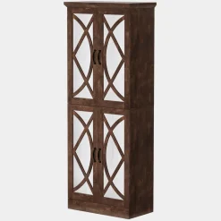 Best Tribesigns 8 - Tier Shoe Rack, Vintage Shoe Storage Cabinet With 4 Mirrored Doors
