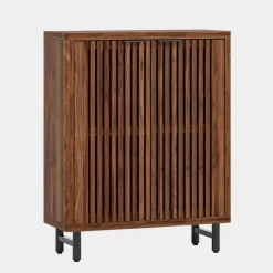 Shop Tribesigns 6 - Tier Wooden Shoe Cabinet with Louvered Doors & Adjustable Shelves