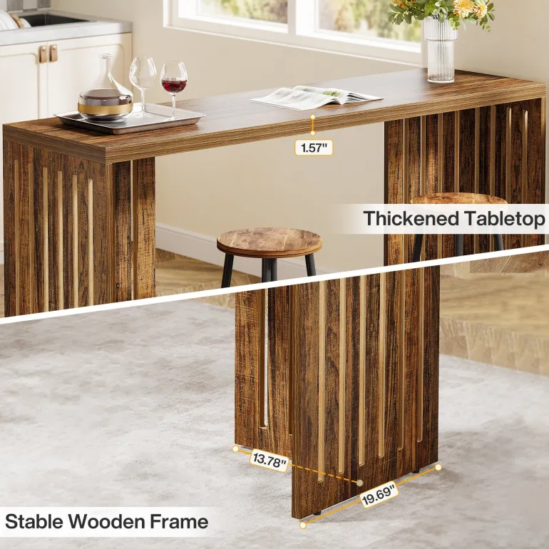 New Tribesigns 63" Bar Table, Rectangular High Top Kitchen & Dining Table(Only Table)