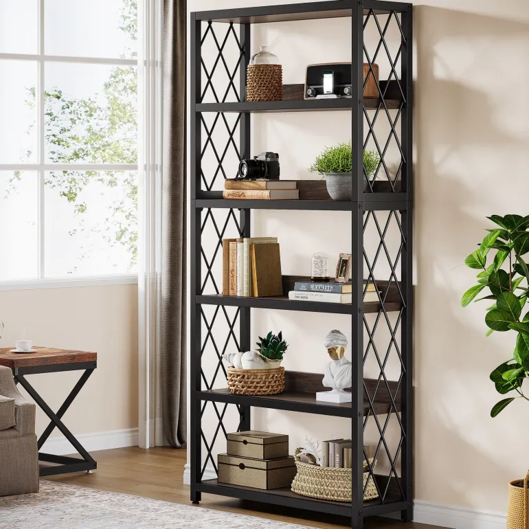 Discount Tribesigns 67" Book Shelf, 5 - Tier Bookcase Storage Organizer with Open Shelves