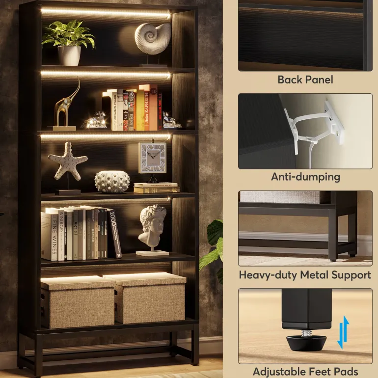 Sale Tribesigns 70.8" Bookcase, Large Bookshelf Organizer with 5 - Tier Storage Shelves