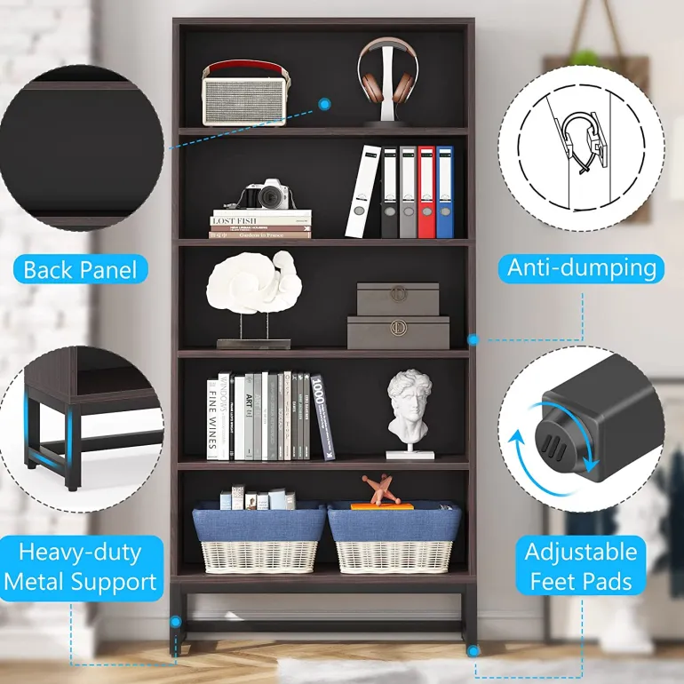 Sale Tribesigns 70.8" Bookcase, Large Bookshelf Organizer with 5 - Tier Storage Shelves