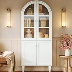 Discount Tribesigns 68" Bookshelf, 5 - Tier Arched Storage Cabinet Display Bookcase