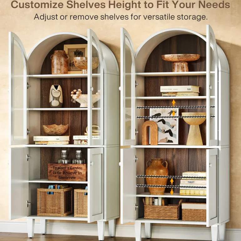 Discount Tribesigns 68" Bookshelf, 5 - Tier Arched Storage Cabinet Display Bookcase