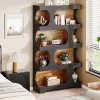 New Tribesigns 71" Bookshelf, 4 - Tier S - Shaped Bookcase Freestanding Display Shelves