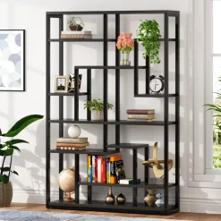 Cheap Tribesigns 70.87" Bookshelf, Black Standing Shelf Bookcase Storage Rack