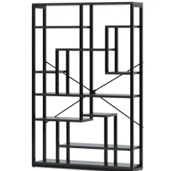 Cheap Tribesigns 70.87" Bookshelf, Black Standing Shelf Bookcase Storage Rack