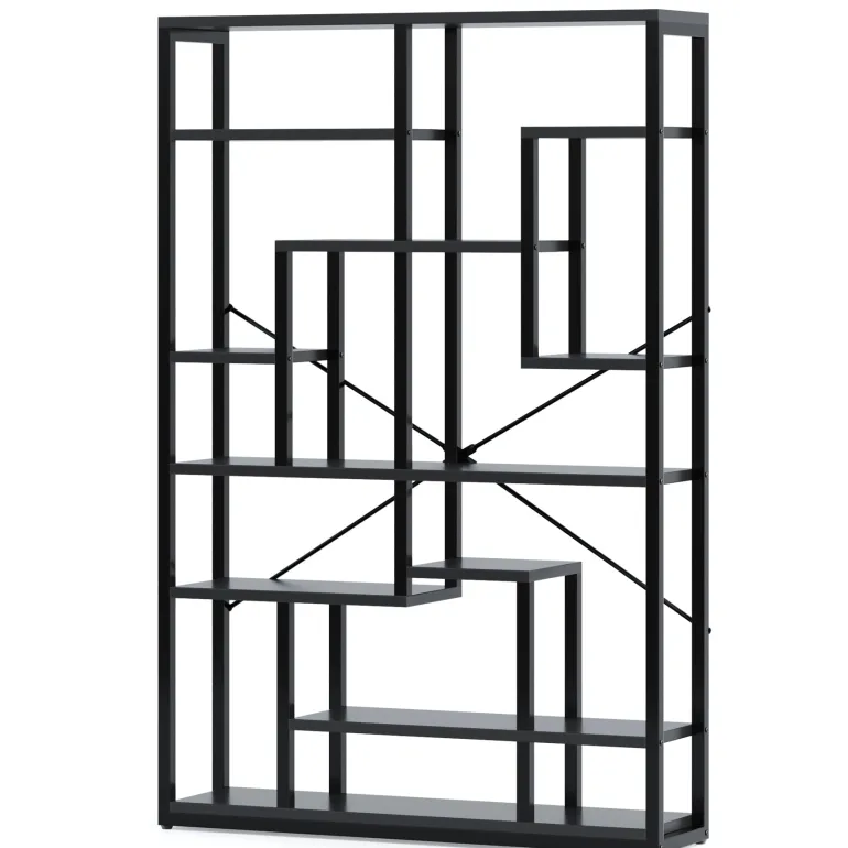Cheap Tribesigns 70.87" Bookshelf, Black Standing Shelf Bookcase Storage Rack