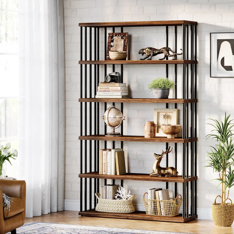 Online Tribesigns 67" Bookshelf, Display Rack Etagere Storage Shelving Unit