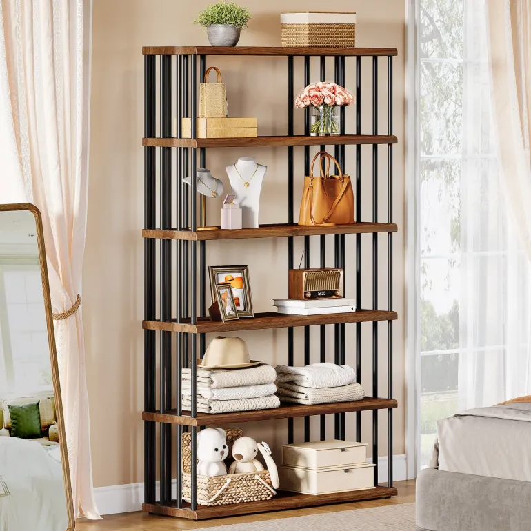Online Tribesigns 67" Bookshelf, Display Rack Etagere Storage Shelving Unit